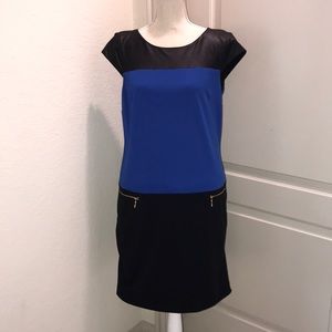 Leather Color Block Sheath Dress